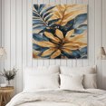 thumbnail image 4 of Navy Blue Brown Wall Art Painting on Canvas, Tropical Palm Leaves Vintage Canvas Art Home Prints Wall Art Framed Modern Artwork for Living Room Bedroom Wall Decor 8x8in, 4 of 9