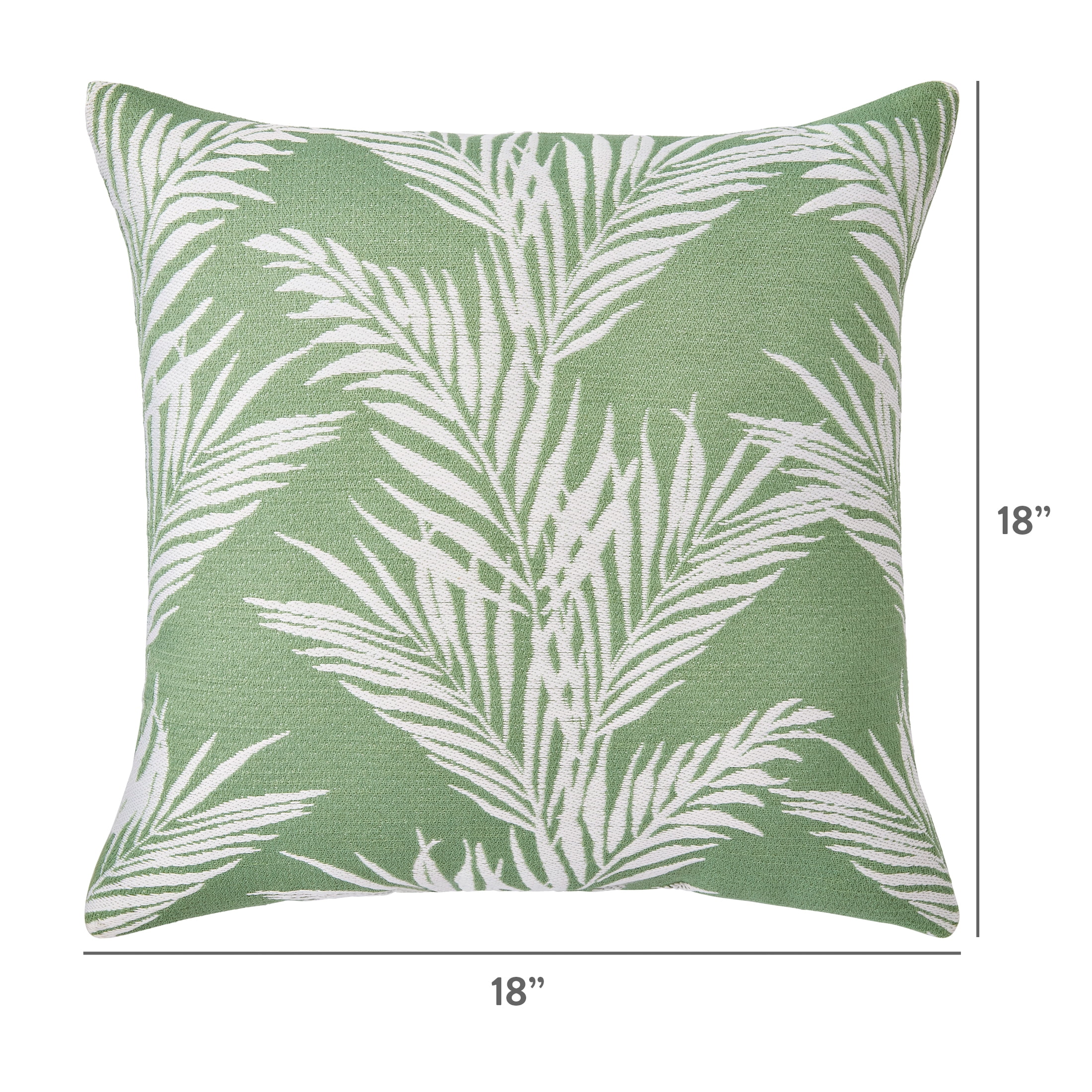 Better Homes & Gardens 18" x 18" Green Palm Outdoor Pillow