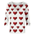 thumbnail image 4 of Valentine's Day TAGOLD Summer Tops for Womens, Women's Fashion Three Quarter Sleeve Retro Round Neck Easter Printed Loose Tops Blouse, 4 of 4