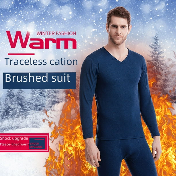 Ropa interior térmica catiónica con cuello en V para hombre, pantalones de otoño ajustados, transpirables, de cintura media, ropa interior ligera y suave para hombre