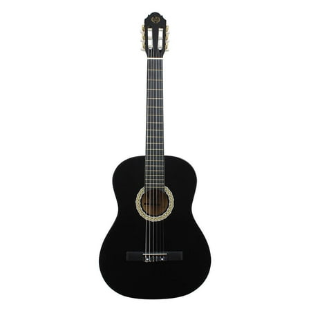 Classic 4 Inch Round Canopy - HERCHR Classical Guitar 39 Inch Rounded Guitar Black, Black Guitar, Wooden Guitar,39in Classic Wooden Guitar with Storage Bag Shoulder Strap Pitch Pipe Tuner String Black