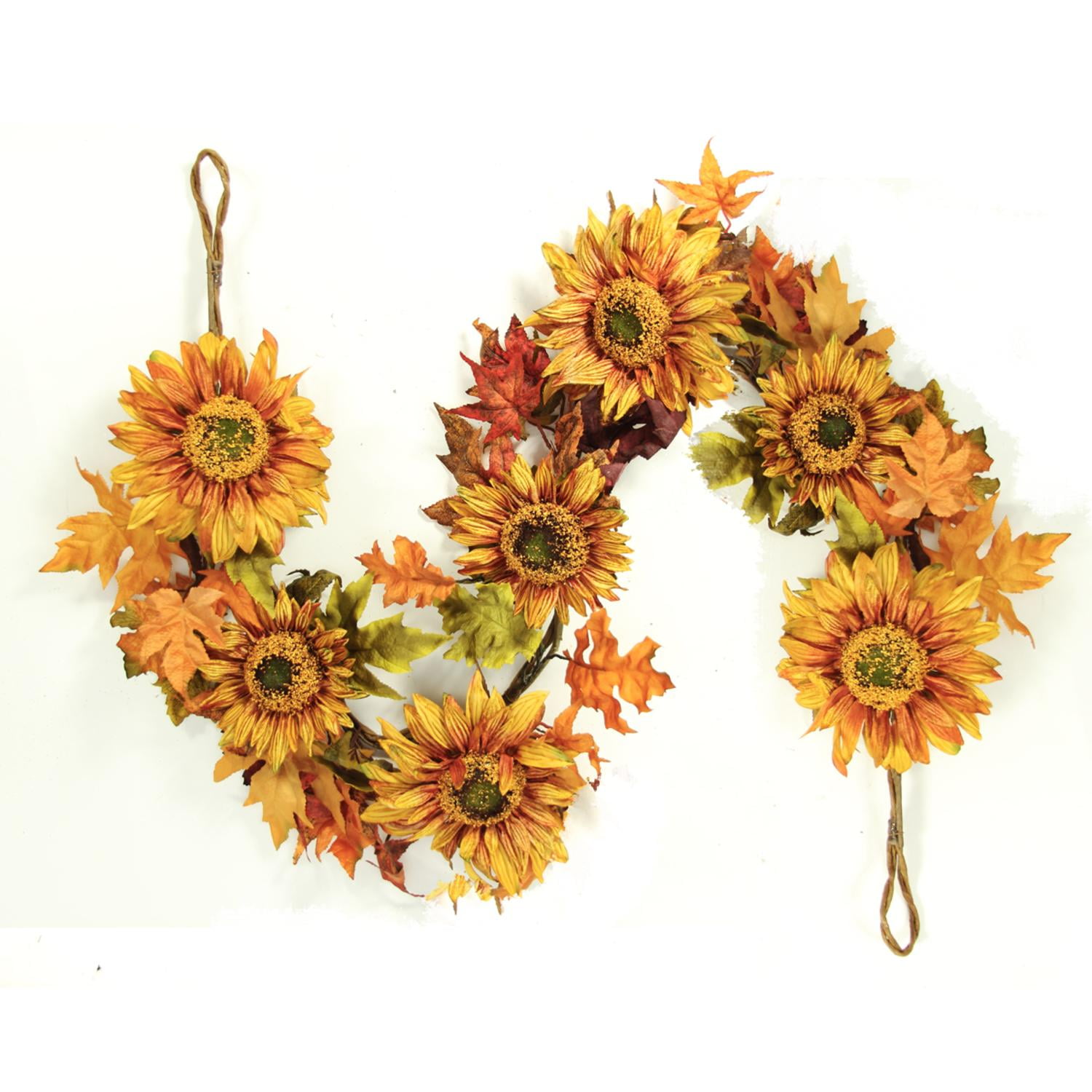 5' Autumn Fall Harvest Sunflower and Leaves Artificial Silk Floral