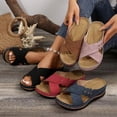 thumbnail image 5 of Orthopedic Wedge Sandals for Women,Summer Casual Open Toe Wide Width Platform Slip-On Sandals Boho Casual Comfortable Lightweight Low Wedges Outdoor Beach Walking Strappy Slippers with Arch Support, 5 of 5