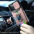 thumbnail image 2 of For Apple iPhone 16 Pro (6.3") Wallet Case with Ring Stand & Slide Camera Cover Credit Card Slot Holder, Military Grade Cover ,Xpm Phone Case [ Rose Gold ], 2 of 8