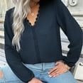 thumbnail image 6 of Tungbrin Floral Print Long Sleeve T Shirts for Women V Neck Solid Color Loose Blouses Fall Lightweight Casual Tops, 6 of 6