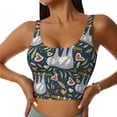 thumbnail image 2 of Haiem Cute Sloth Pattern Womens Sports Bra - U Neck Padded Low Impact Yoga Bra Workout Crop Top Gym Moisture-Wicking Workout Vest -Medium, 2 of 9