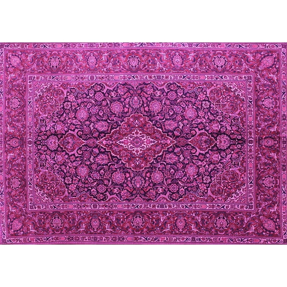 Ahgly Company Indoor Rectangle Medallion Pink Traditional Area Rugs, 5' x 7'