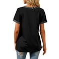 thumbnail image 6 of MOSHU V-Neck Women T Shirts Short Sleeve Loose Summer Tops for Women with Pocket, 6 of 10