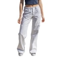 thumbnail image 1 of Faithtur Cargo Pantalons pour Femmes, Fermeture Éclair Bouton Décontracté Rue Solide Pantalons Amples avec Poches, 1 of 6