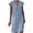 Blue, variant on Lolmot Casual Dresses for Women Fashion Summer Casual V-Neck Cotton Linen Solid Color Short Sleeve Dress