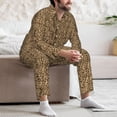 thumbnail image 7 of Daiia Leopard Print Brown for Men's Long-Sleeved Pajama Set – Soft & Comfortable Sleepwear Button-Up Pajamas Cozy Lounge Wear-Small, 7 of 7