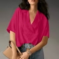 thumbnail image 2 of Womens Tops Under $10, Womens Oversized Short Sleeve Blouses Dressy Casual Lapel Collar V Neck Loose Business Trendy Button Down Shirts, 2 of 9
