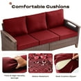 thumbnail image 6 of Bellefurn Patio 3-Seat Sofa Outdoor Wicker Couch with Sofa Cover Waterproof Set,All-Weather Wicker Rattan Deep Seat Couch for Outdoor,Backyard,Red, 6 of 9