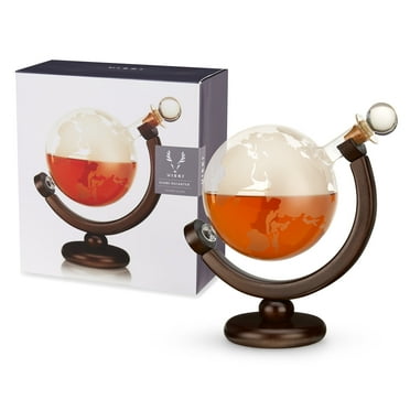 Viski Globe Decanter Etched Glass Whiskey Enthusiast Gift & Glassware Accessory