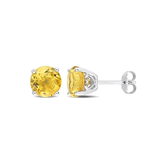 3.70 Carat (Ctw) Citrine Solitaire Stud Earrings in Sterling Silver for Women