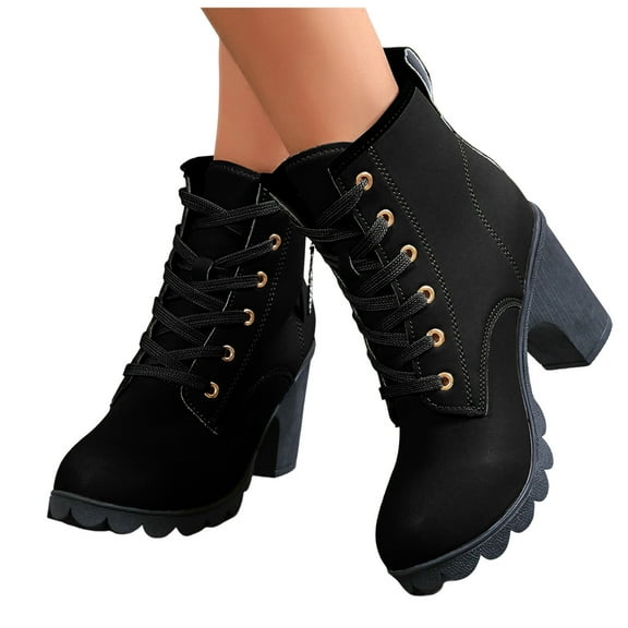 Rhinestones Platform Combat Boots for Women Fashion Glitter Leather Chunky Block High Heel Winter Fall Dressy Ankle Booties