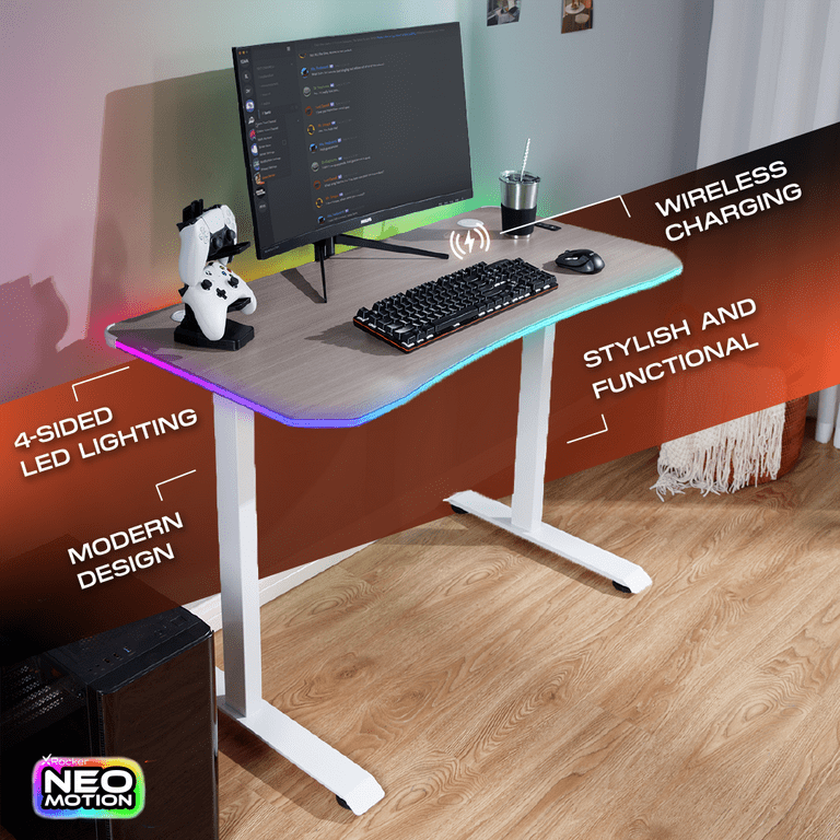 X Rocker Oka Adult Gaming Desk with RGB Lighting, White