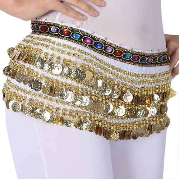 Women Belly Dance Hip Scarf Dance Skirt, Belly Dance Hip Scarf Belly Dancing Belt Waist Chain With Gold