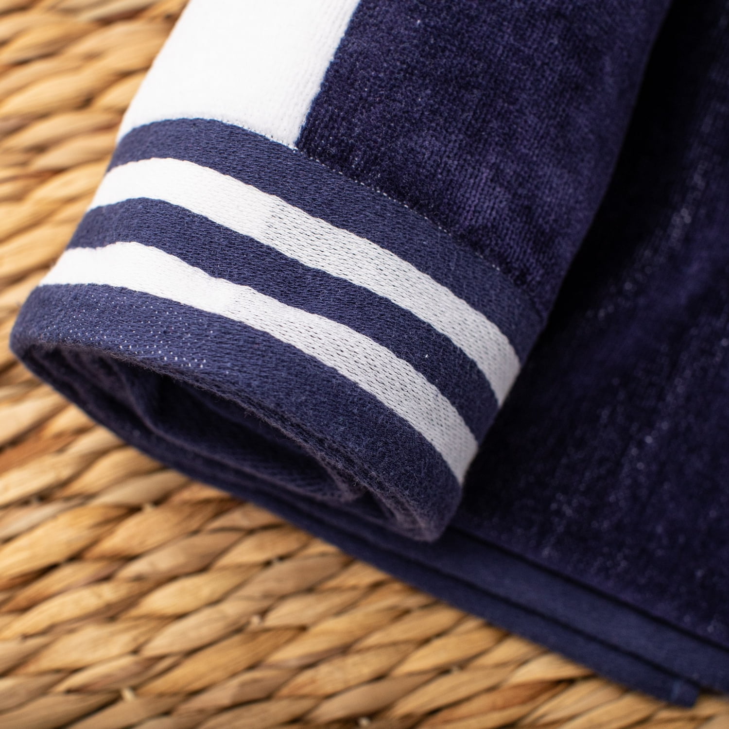 BNM Cabana Stripes Oversized Beach Towel, 34 x 64, Blue