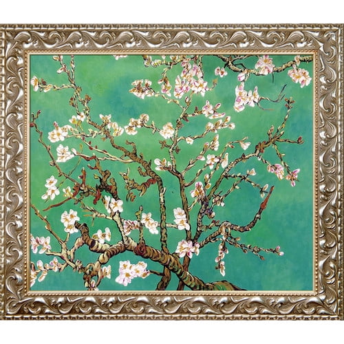 Tori Home Branches of An Almond Tree in Blossom, Jade Framed Hand Painted