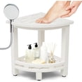 thumbnail image 3 of Tabouret de Douche d'Angle Banc de Douche pour l'Intérieur Petite Chaise de Douche Siège pour Raser les Jambes avec Tablette de Rangement Support de Pomme de Douche Pieds Ajustables, 3 of 3
