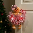 thumbnail image 3 of Christmas Gingerbread Wreath, 22 Inch Gingerbread Door Wreath with Lollipop Hanging Wreath for Christmas Home Door Wall Window Decor (Bow), 3 of 8