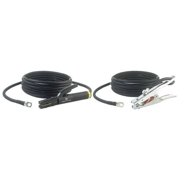 SÜA - 500 Amp Welding Leads Set Assembly - Terminal Lug Connector - 2/0 AWG 100% Copper Cable (25 FEET Each Lead)