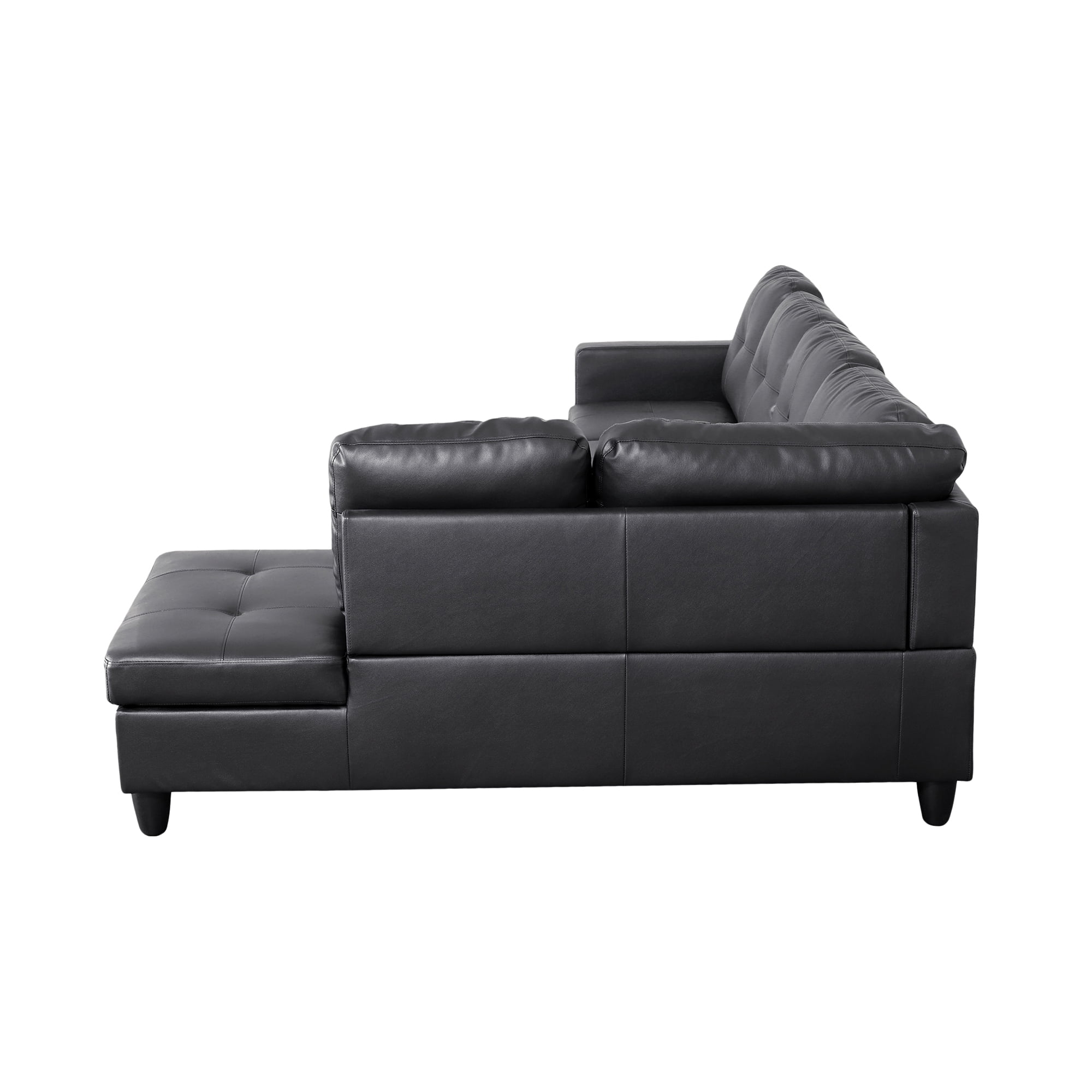 MAYEERTY 103.5" Modular Sofa, 2-Piece Sectional Couches for Living Room, Faux Leather Sofa Set without Ottoman, Black(Right)