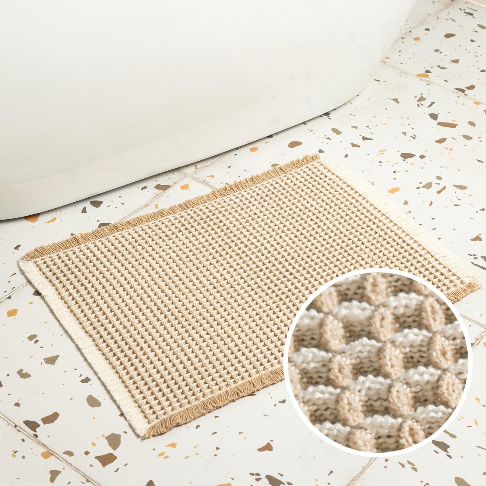 Large Waffle Bath Mat, Ultra Absorbent Bathroom Rugs, 31.5"x19.7"