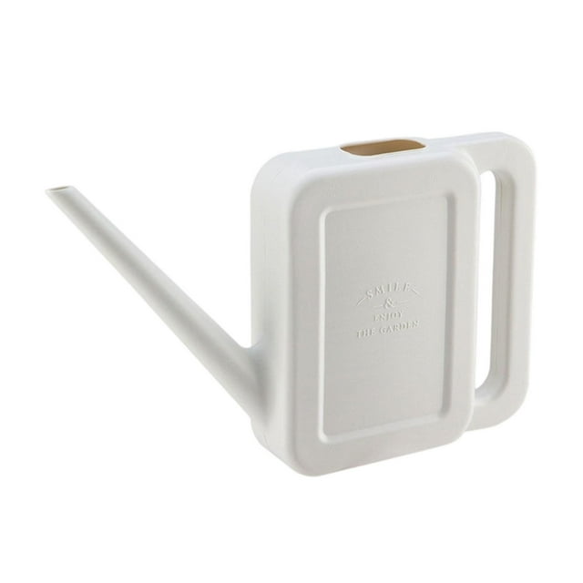 Regadera de jardín de 1 l para interior y exterior con asa, resistente y de pico largo. Blanco