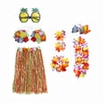 thumbnail image 2 of Conjunto de disfraz de falda hawaiana tropical, conjunto elástico, vestido nacional, diadema para mujer 60cm, 2 of 9