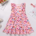 thumbnail image 2 of IDOPIP Toddler Kids Girls Back to School Dress Cartoon Print Ruffle Dresses First Day of School Outfit, 2 of 8