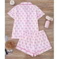 thumbnail image 4 of uublik Women's Pajamas Set Short Sleeve Sleepwear Button Down Pjs Soft 2 Piece Lounge Sets Pink, 4 of 5