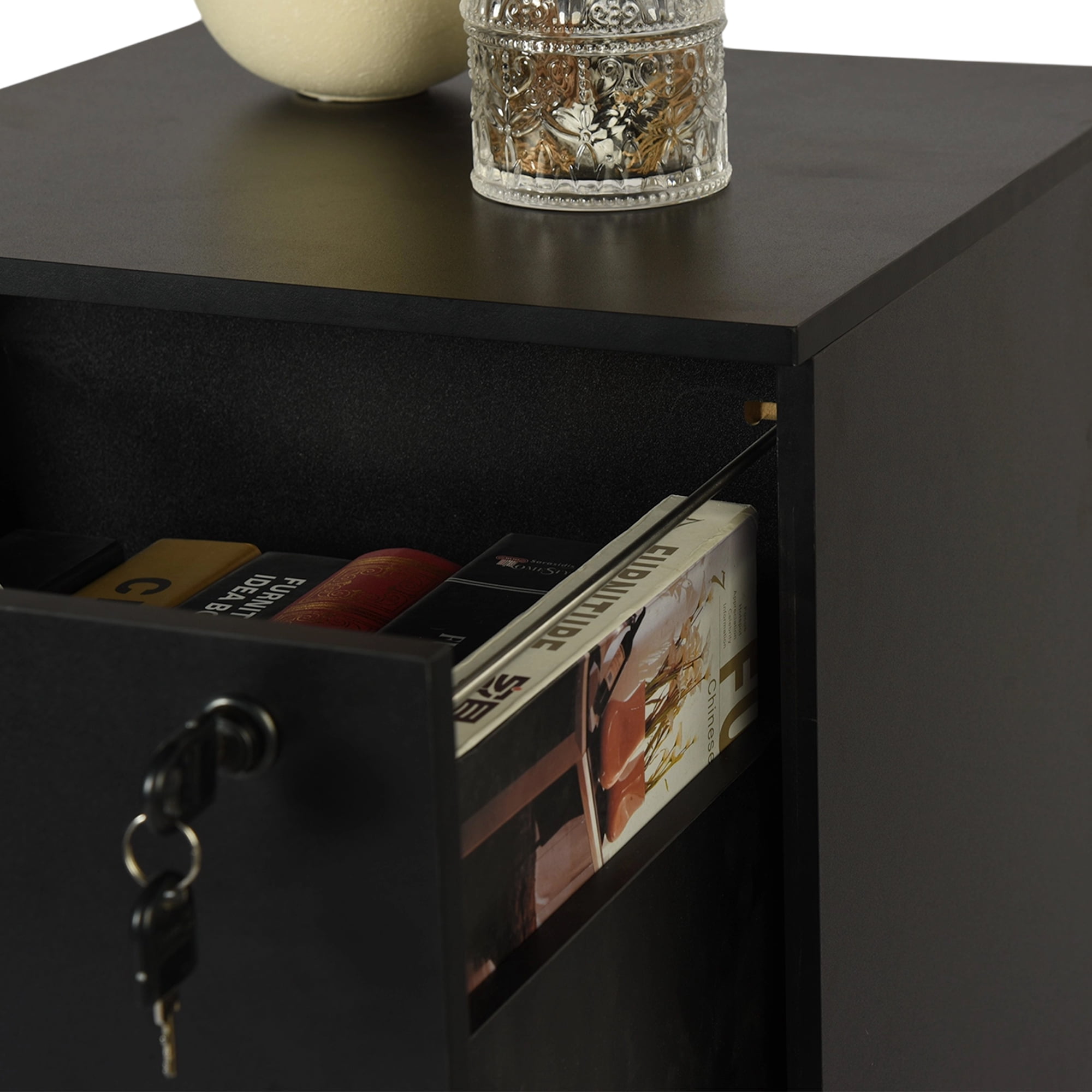 Homy Casa 3-Drawer Metal File Cabinet with Lock, Filing Cabinet for Office, Home, or Business Use,Black