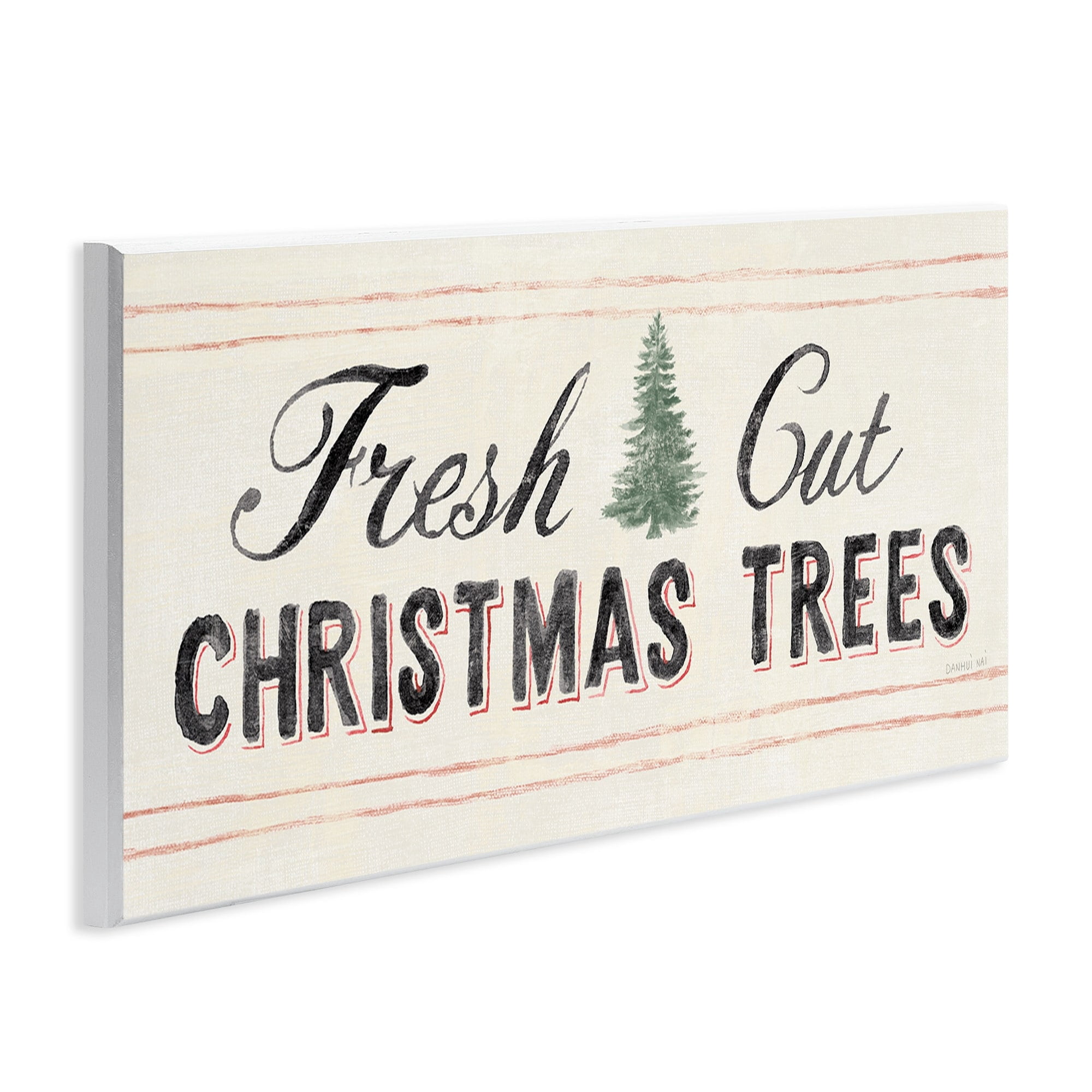 Fresh Cut Christmas Trees Vintage Winter Sign Holiday Graphic Art Unframed Art Print Wall Art
