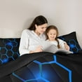 thumbnail image 4 of jejeloiu Geometric Honeycomb Hexagon 7pcs Bedding Comforter Set,Modern Abstract Art Queen Bedding Sets,Blue Black Queen Sheet Sets For Kids,Super Cozy Room Decor Reversible, 4 of 8