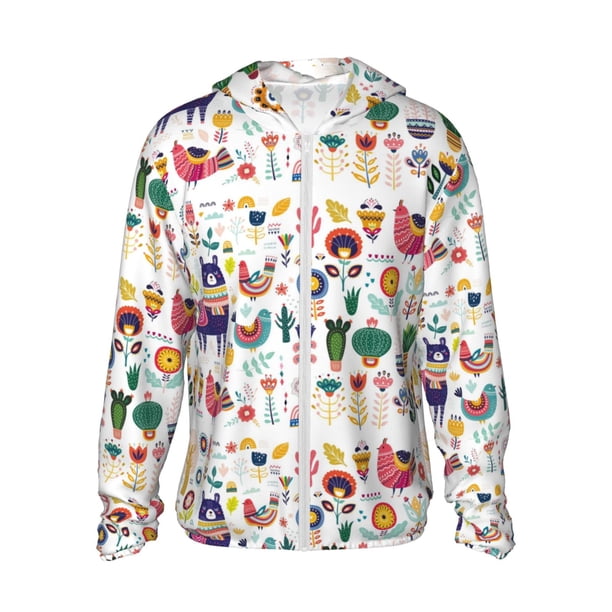 Balery Alpaca Flower Sudadera ligera de manga larga con capucha y protección solar UPF 50+ para hombre y mujer, ideal para pesca y running-Medium