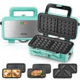 thumbnail image 1 of Máquina para Waffles FOHERE 3 en 1 con Sandwichera y Plancha Panini 1200W Azul, 1 of 9