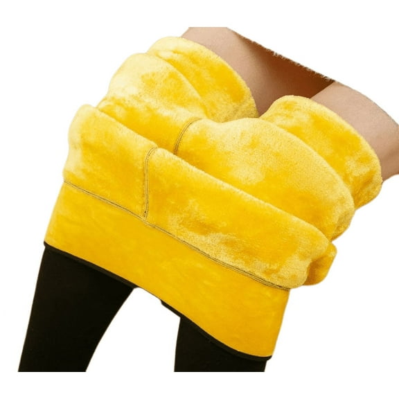 Winter Extra Thick Gold Velvet Leggings Women's Pants Extra Super Plus Velvet Padded Cotton Pants One Foot Pants High Waist Warm Pants Black