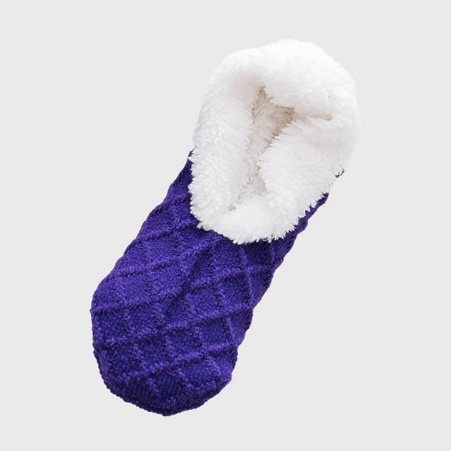 Ohufall Women's Winter Printing Lamb Wool Non Slip Floor Socks