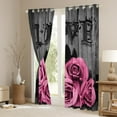 thumbnail image 3 of Erosebridal Pink Rose Curtains Pink Grey Floral Window Curtains 38"Wx54"L Valentine'S Day Wedding Window Curtains Women Blossom Flower Window Treatments 2 Panels Rustic Farmhouse Room Decor, 3 of 6