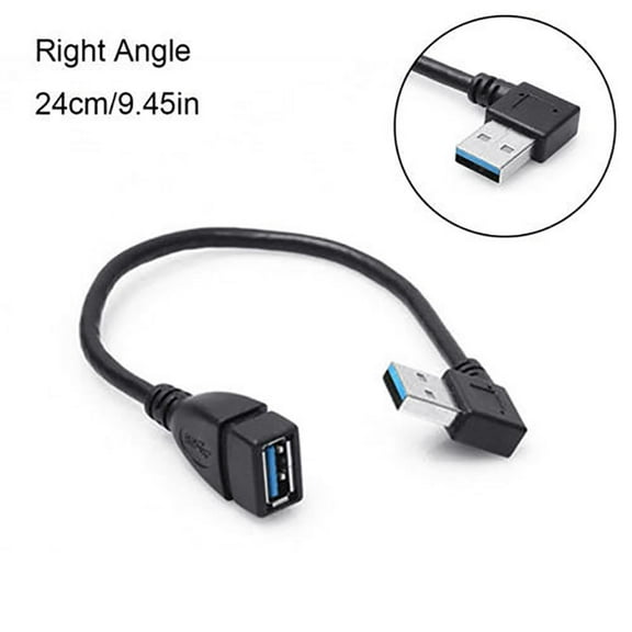 Naierhg USB 3.0 Type A 90 Degree Right Angled Male to Female Extension Adapter Black