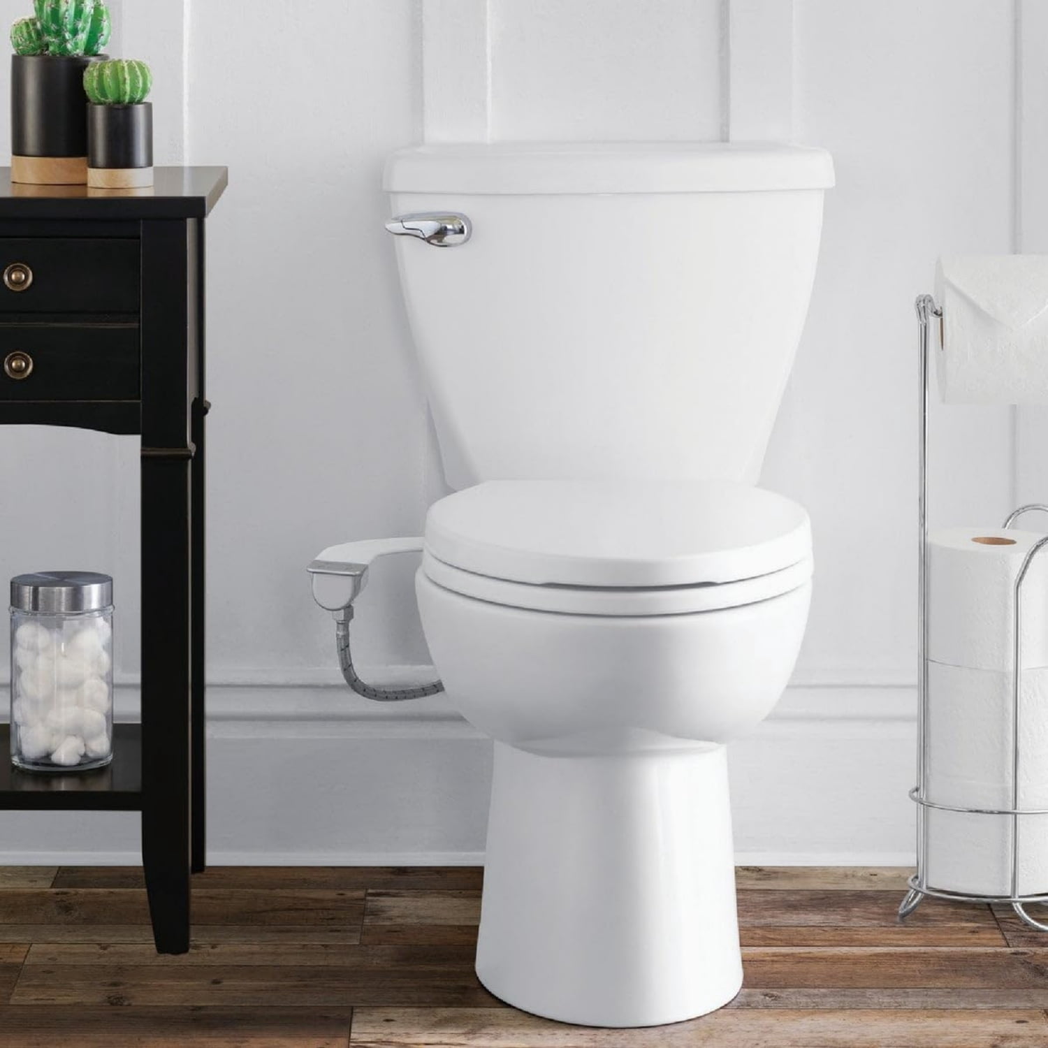 Toilet SS-250 SimpleSpa Fresh Water Spray with Adjustable Water Pressure Side Arm Control, Slim Bidet Sprayer, Silver Knob (Dual Nozzle)