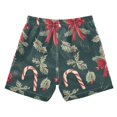thumbnail image 7 of FORMRS Boys Swim Trunks Quick Dry Mesh Liner Boardshorts Sizes XS-XL, Green Christmas Candy Canes, 7 of 7