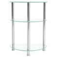 thumbnail image 2 of Clearance! Three-layer Tempered Glass Stainless Steel Tube Semicircular Side Table, 58*30*76cm, 2 of 7