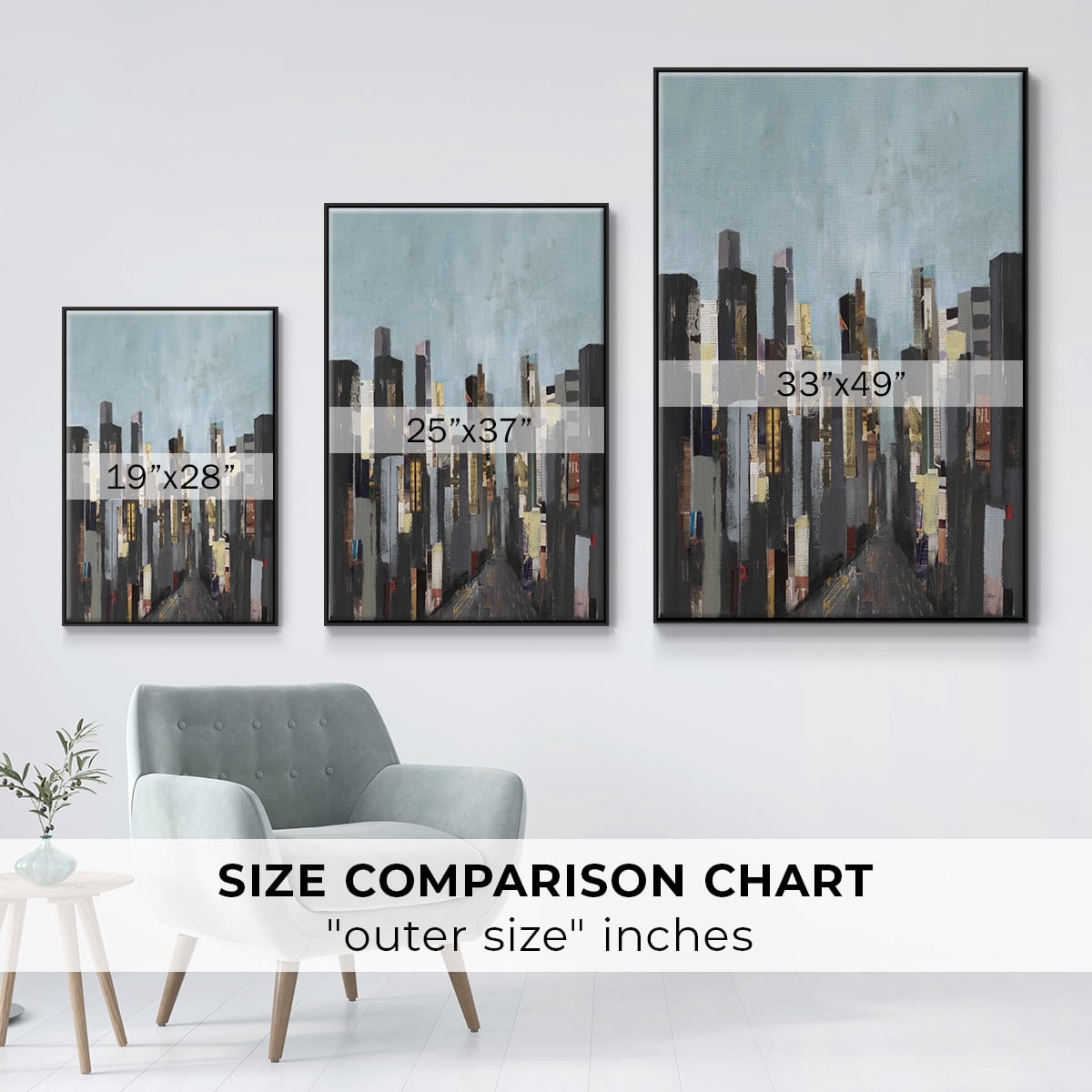 City Beat Framed Premium Gallery Wrapped Canvas - Ready to Hang - 27 x 41 - Black Floating Frame