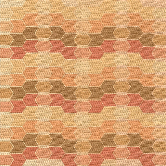Ahgly Company Indoor Square Patterned Yellow Orange Area Rugs, 8' Square