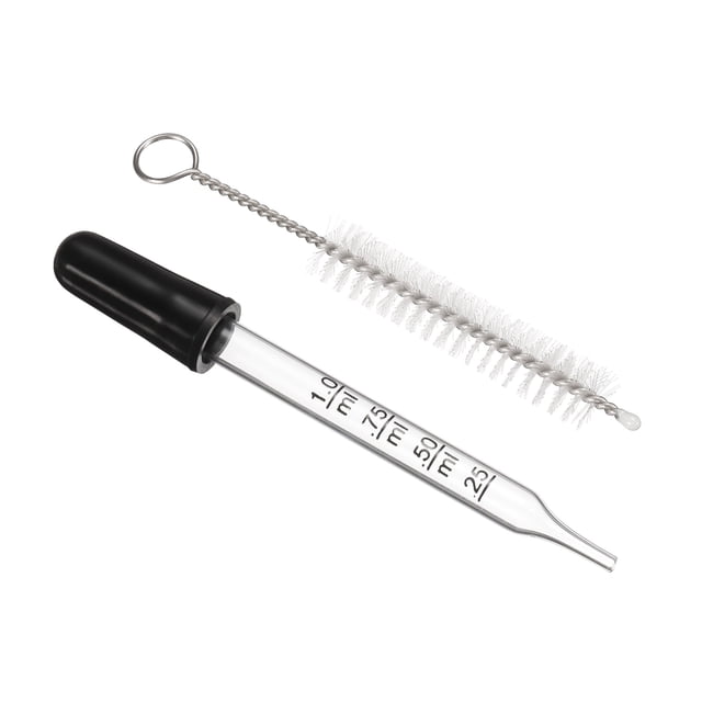 Kit de gotero Uxcell 1 set 1ml gotero de vidrio de punta recta con cepillo de limpieza y bulbos de goma, claro