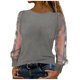 thumbnail image 3 of RKSTN Sequin Shirts for Women Oversized Crewneck Sparkly Glitter Mesh Long Sleeve T Shirts Tops Womens Casual Solid Plus Size Round Neck Loose Comfy Cozy Tee Blouses Party Club Night Festive Shirt, 3 of 7