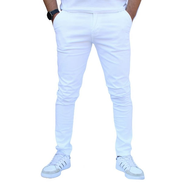 Ropa Casual Pantalon Blanco Skinny Hombre Streetwear Hombres Jeans